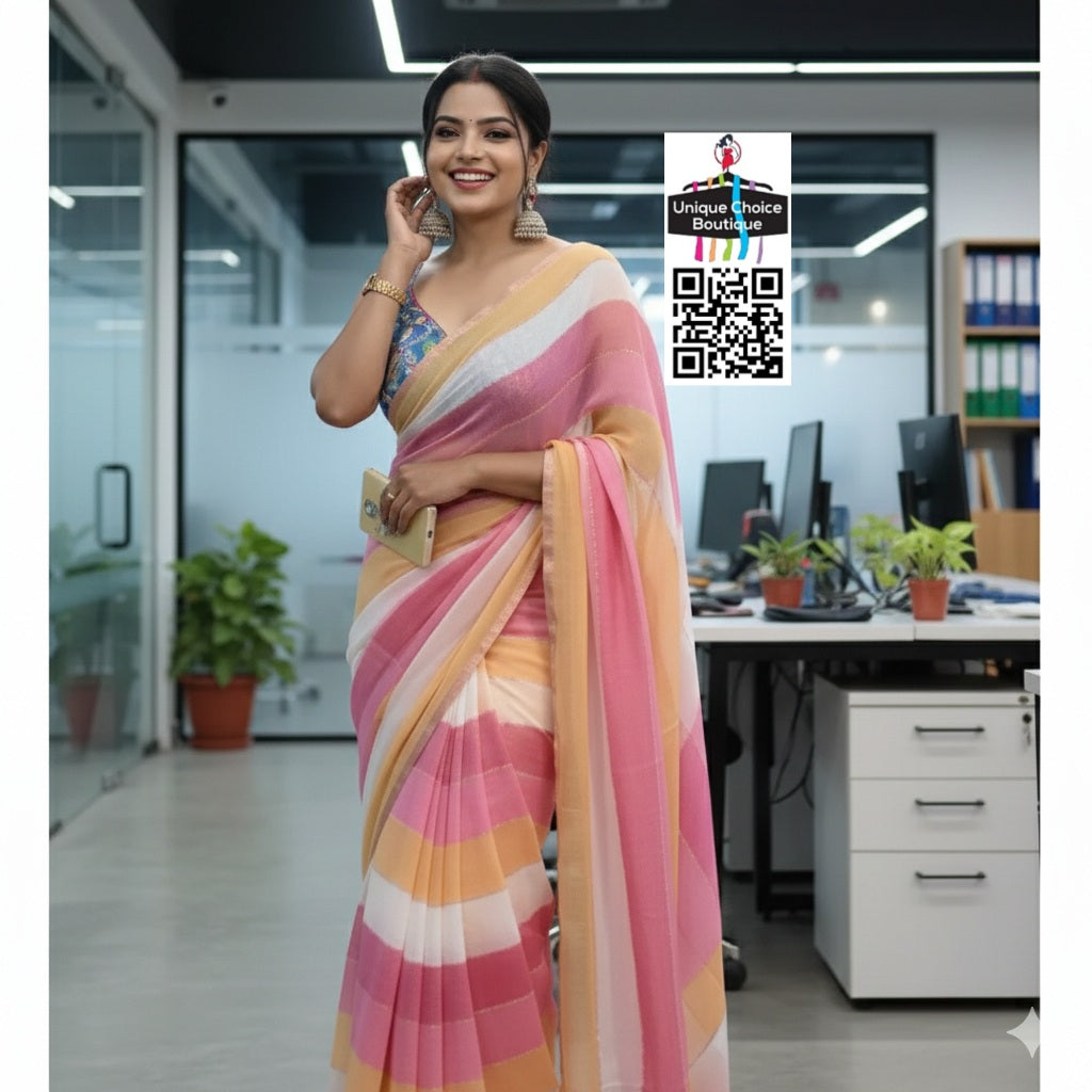 Pure Mul Cotton Striped Saree