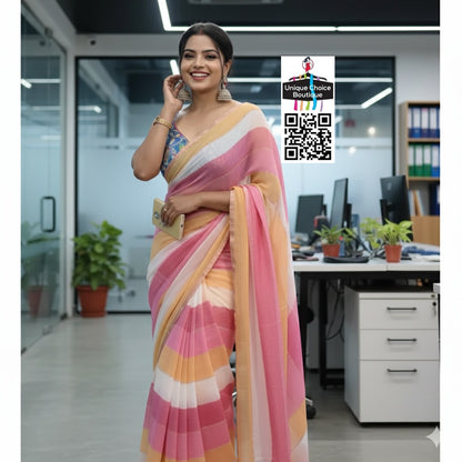 Pure Mul Cotton Striped Saree