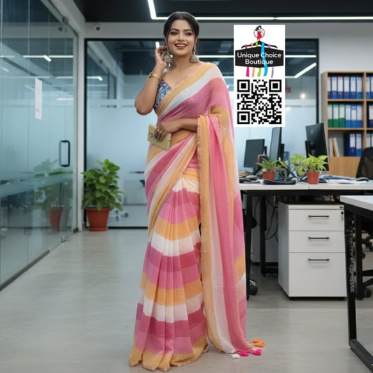 Pure Mul Cotton Striped Saree