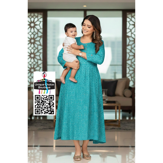 Feeding Kurti Maternity Dress 3XL Size Aqua Blue