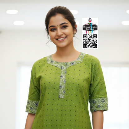 Cotton Nighty with Zip, Nightgown-Leafy Green