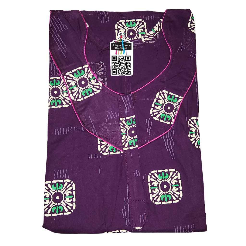 Premium Pure Cotton Nighty – Deep Purple