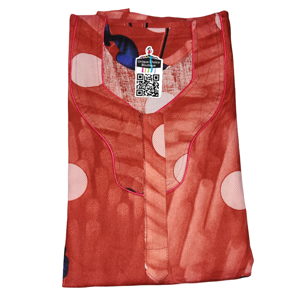 Premium Pure Cotton Nighty – Rust Red