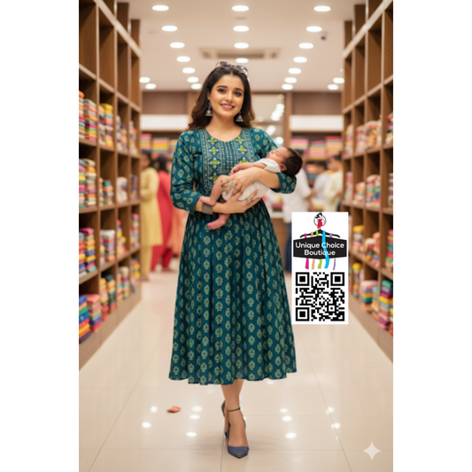 Feeding Kurti Maternity Dress Teal Green