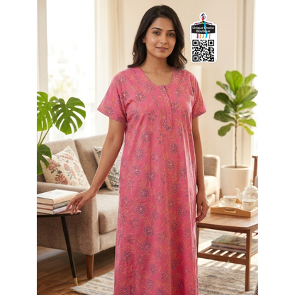 Comfortable Indian Cotton Nighty – Pink
