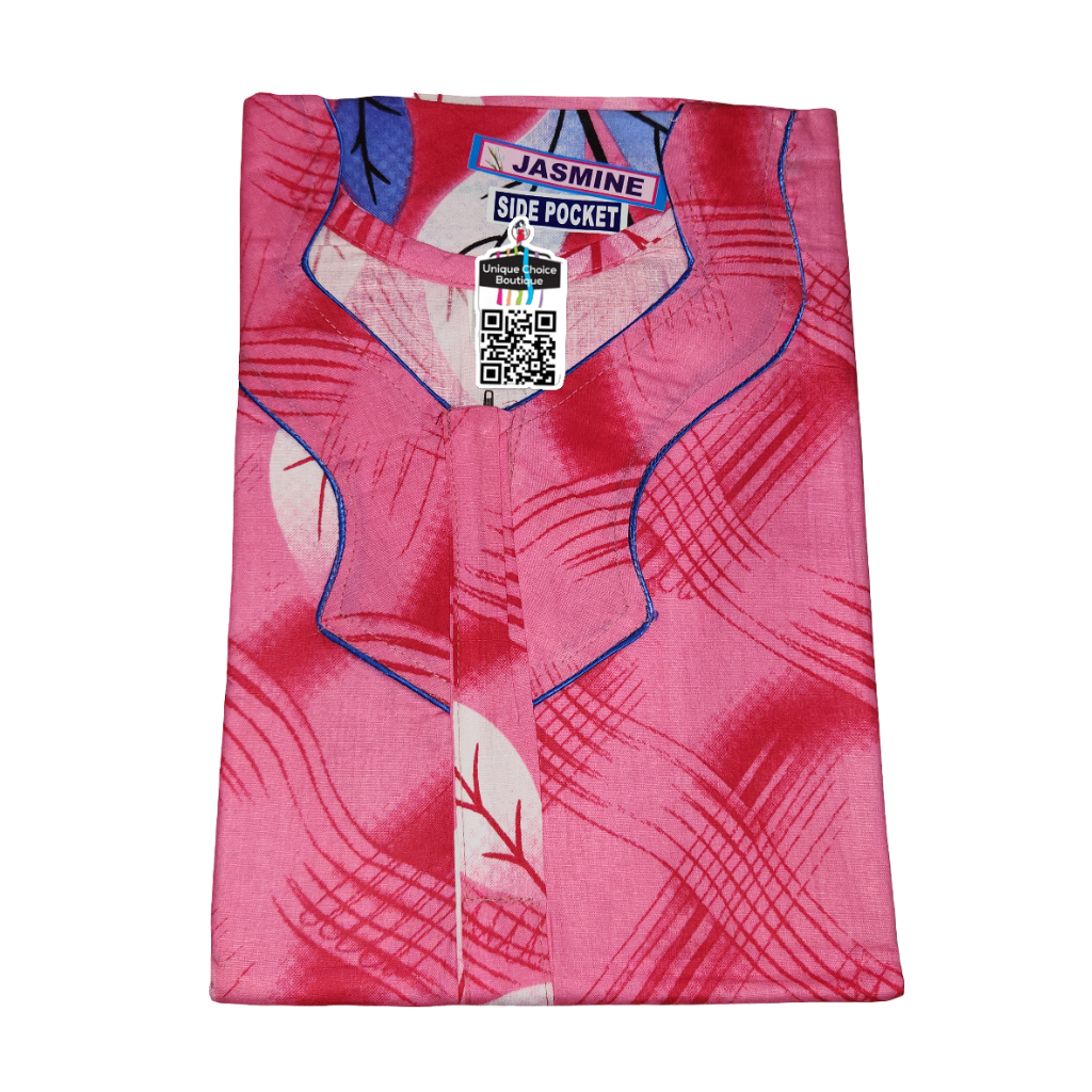 Premium Pure Cotton Nighty – Pink and Blue