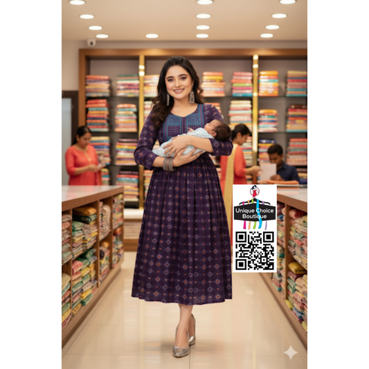 Feeding Kurti Maternity Dress Purple