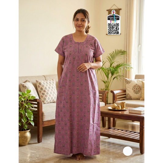 Comfortable Indian Cotton Nighty – Light Purple
