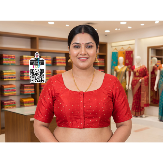 Readymade Saree Blouse - Red - Size: 42 / 44 / 46