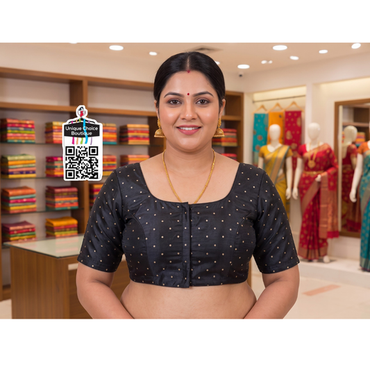 Readymade Saree Blouse - Black - Size: 40 / 42 / 44