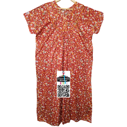 3XL Size-Plus Size-Premium Cotton Nighty- Rust Orange