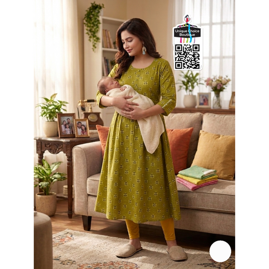 Feeding Kurti Maternity Dress 3XL Size Olive Green