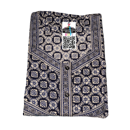 3XL Size-Plus Size-Pure Jyothi Cotton Nighty- Midnight Blue and White
