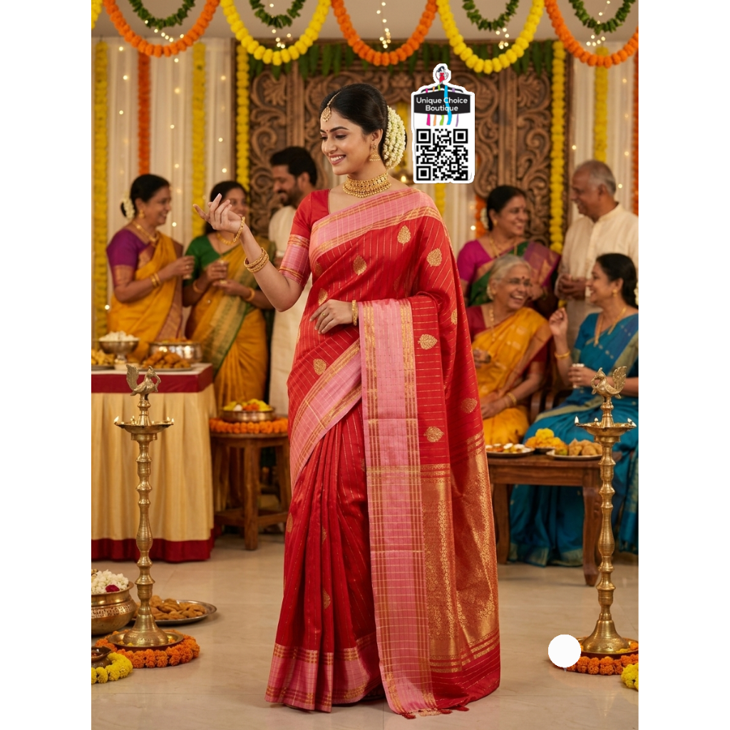 Trending Red & Pink Soft Silk Saree – Elegant Festive Wear