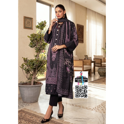 Black Pakistani Lawn Suit Dress material | Luxury Cotton Printed Dress material