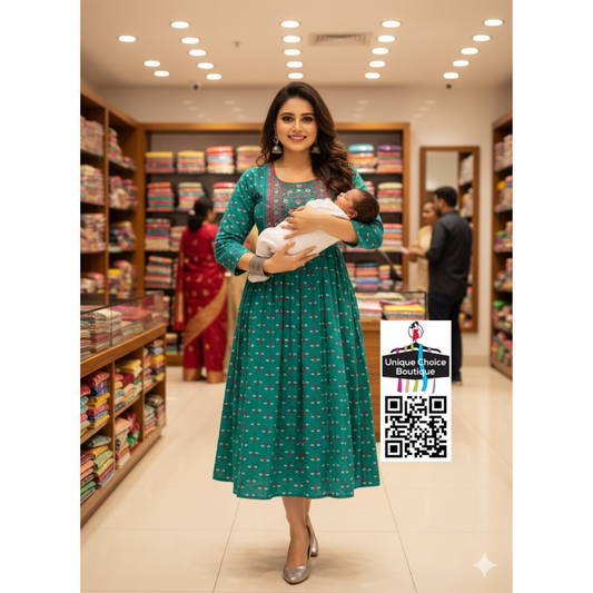 Feeding Kurti Maternity Dress Green