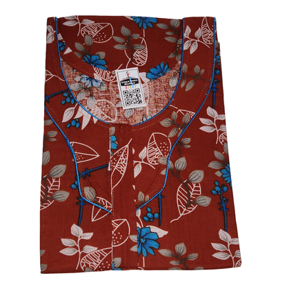 3XL Size-Plus Size-Cotton Nighty- Rust Red