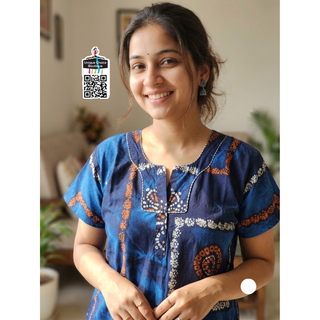 Comfortable Indian Pure Cotton Nighty – Blue