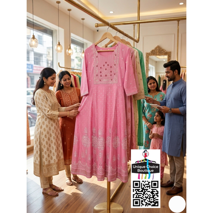 Pink Rayon Anarkali Kurti