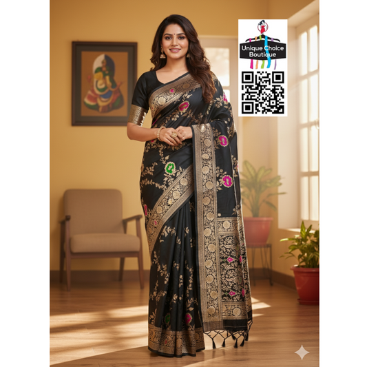 Banarasi Soft Silk Saree - Black