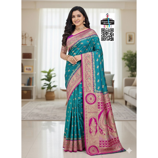 Affordable Banarasi Silk Saree Blue new