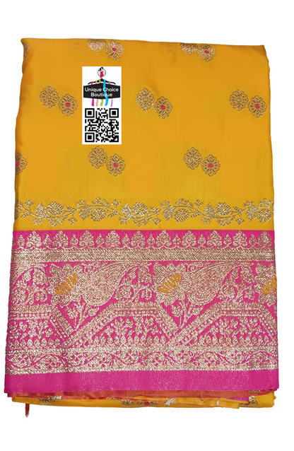 Affordable Banarasi Silk Saree Yellow 2