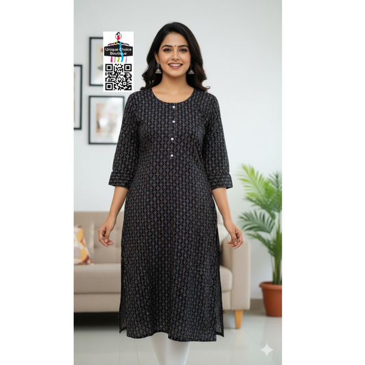 Black Straight Kurti for Plus Size new