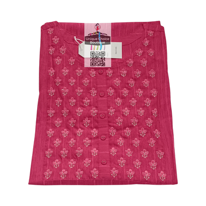 Branded Magenta Pink Rayon Office Kurti  2
