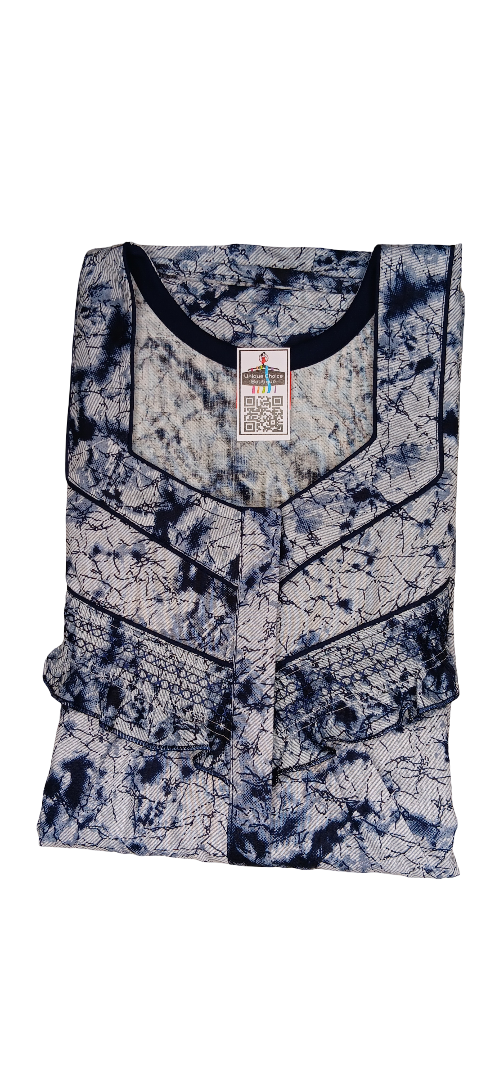 Cotton Feeding Nighty/ Maternity Dress Blue and White