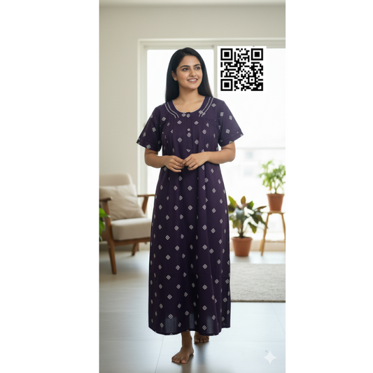 Cotton Feeding Nighty Purple