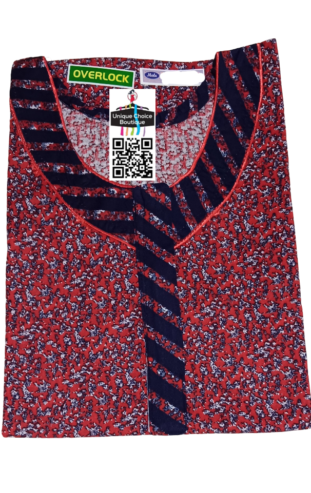 Cotton Nighty with Zip-Red