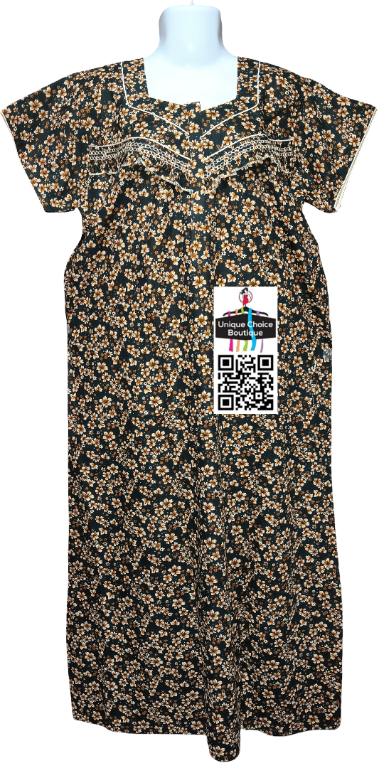 Cotton feeding nighty, maternity dress, black