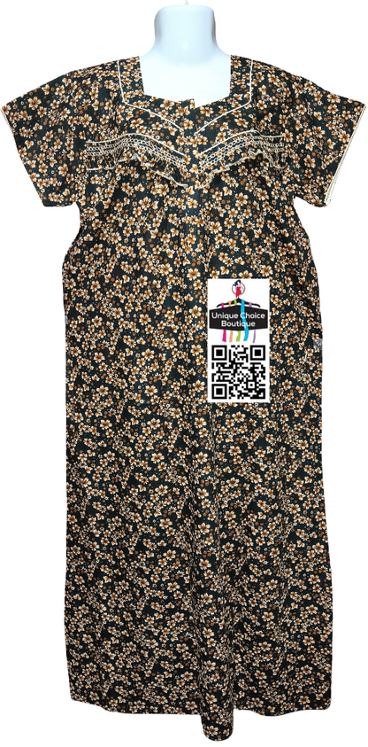 Cotton feeding nighty, maternity dress, black