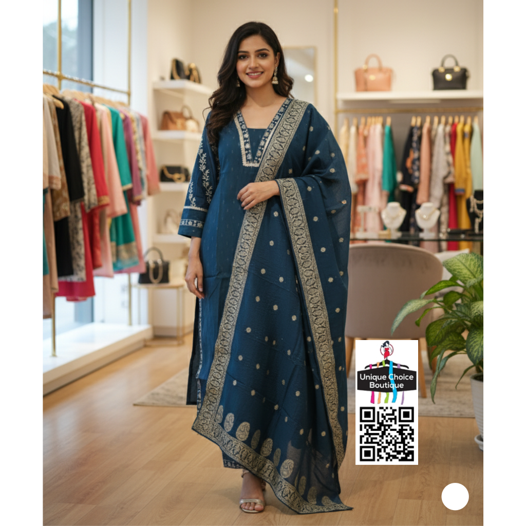 Dark_Navy_Blue_V_neck_Silk_3pc_Salwar_suit_4