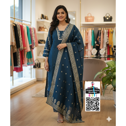 Dark_Navy_Blue_V_neck_Silk_3pc_Salwar_suit_4