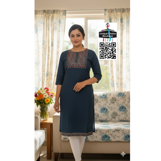 Designer Straight Kurti Two Tone Kurti new
