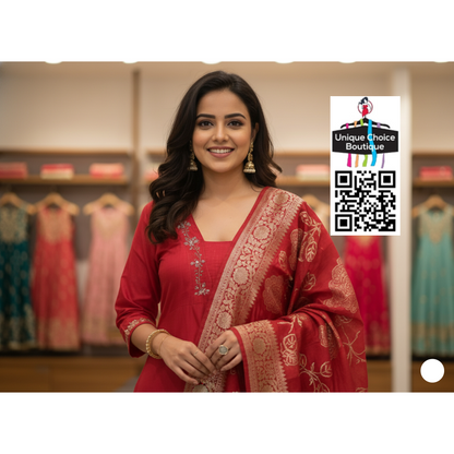 Elegant Red Silk Salwar Suit 3-Piece Set 1