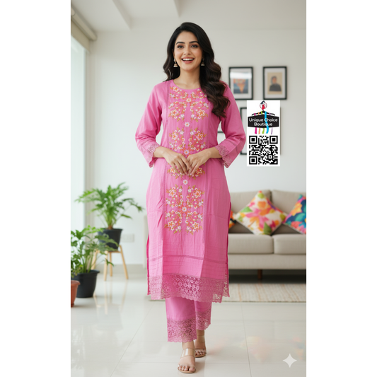 Embroidered Pink Co-ord Set, 2pc Salwar Suit Set new