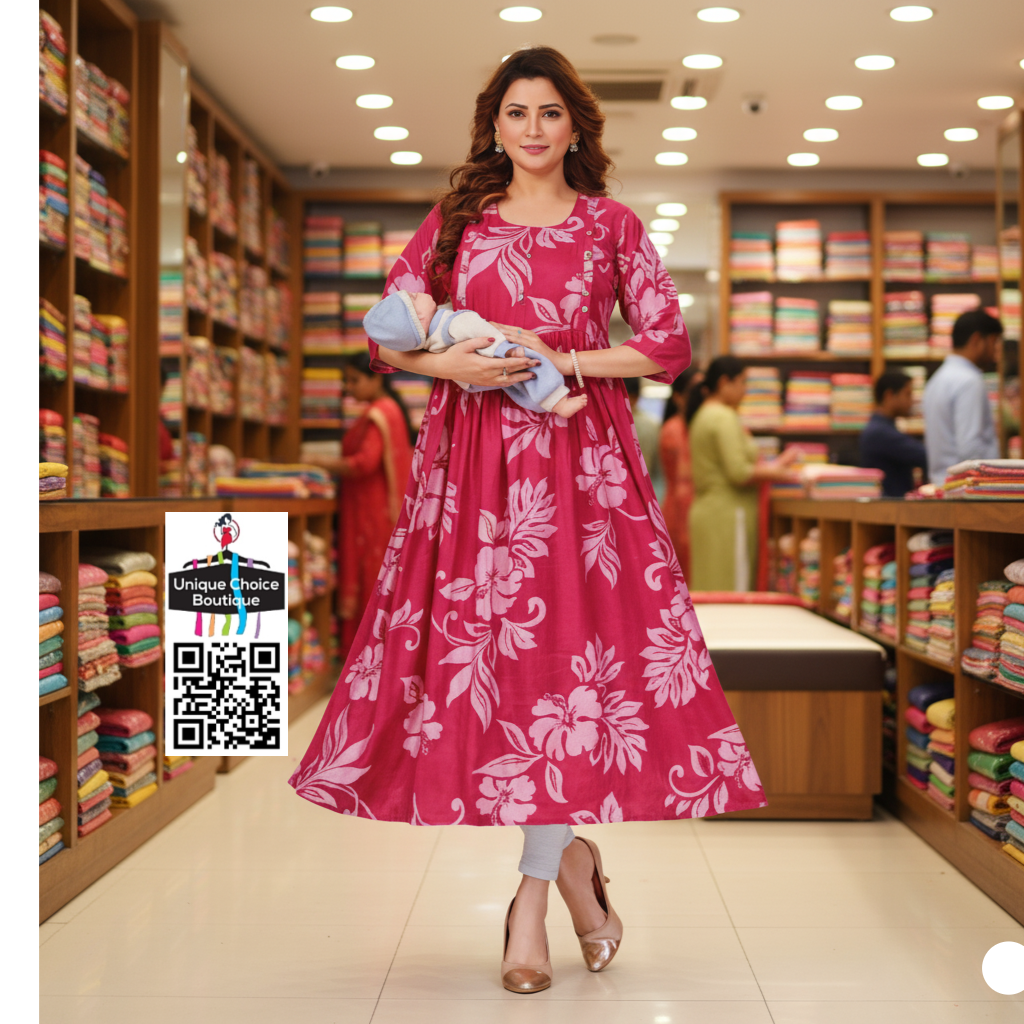 Feeding Kurti Maternity Dress Pink 1