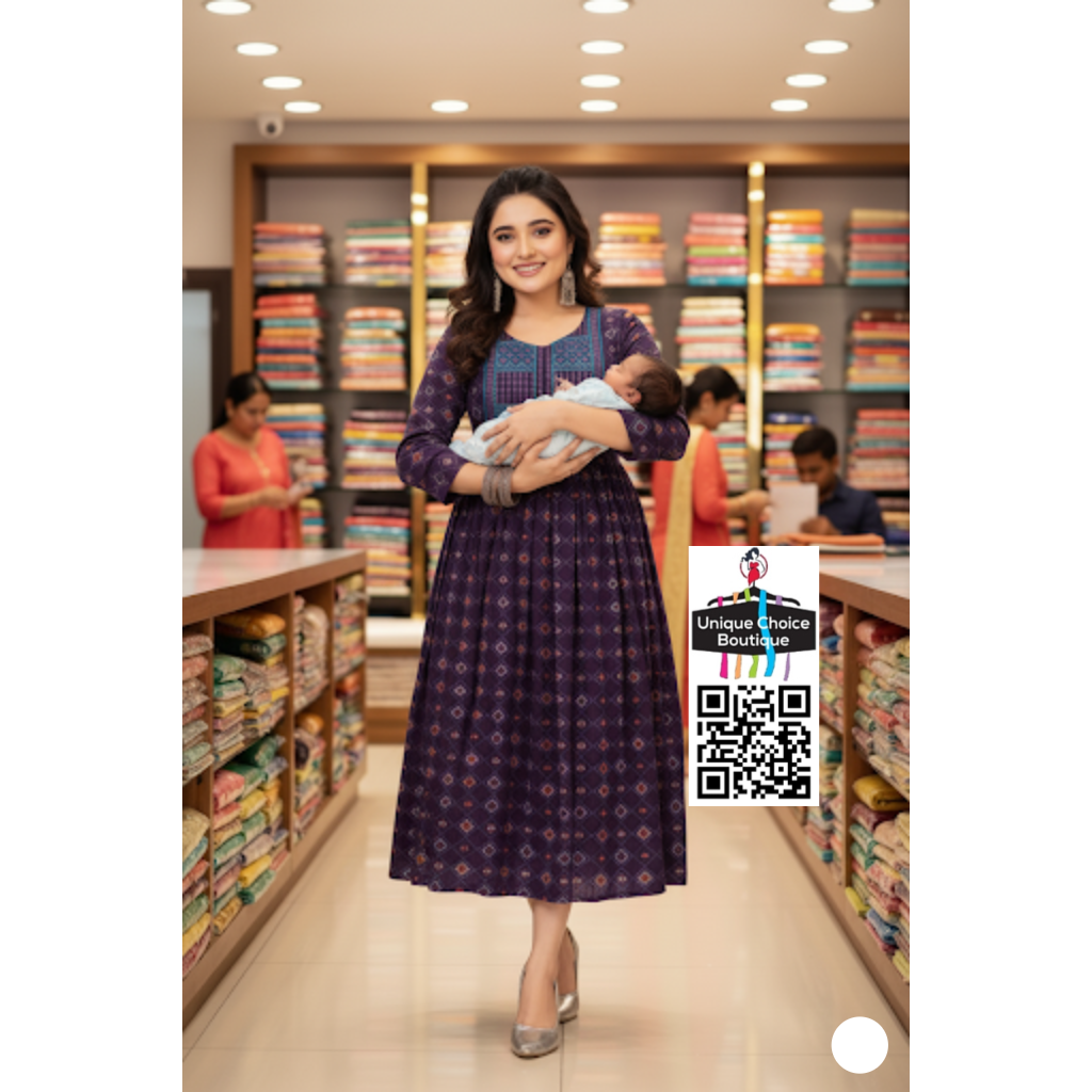 Feeding Kurti Maternity Dress Purple L, XL Sizes