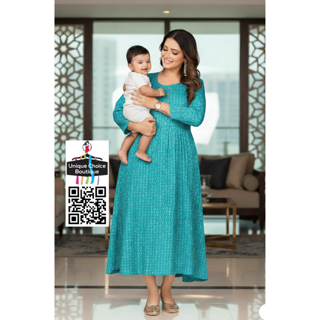 Feeding Kurti Maternity Dress XXL, 3XL Size Aqua Blue