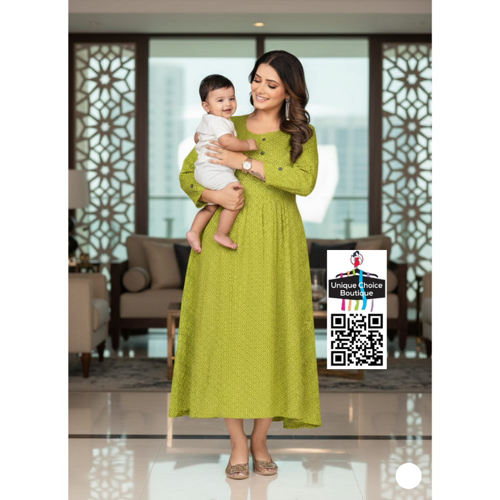 Feeding Kurti Maternity Dress  XXL, 3XL Size Lime Green