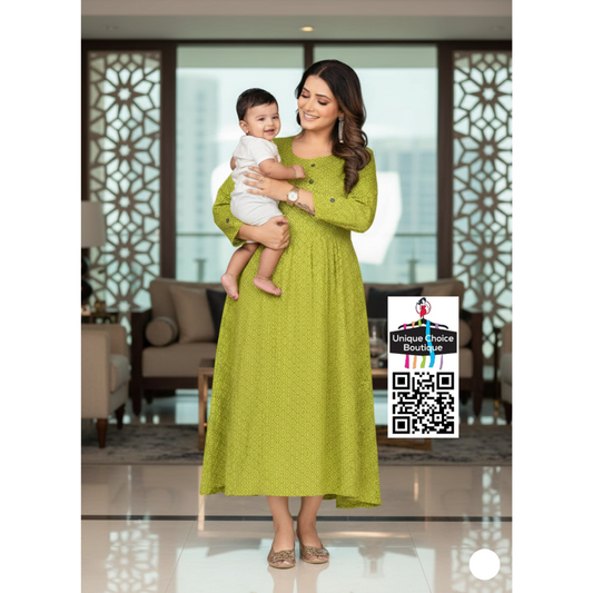 Feeding Kurti Maternity Dress  XXL, 3XL Size Lime Green