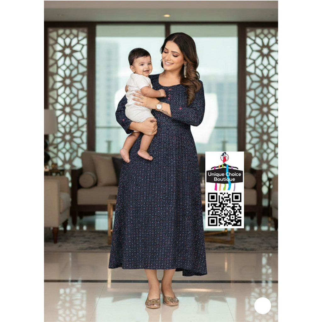 Feeding Kurti Maternity Dress XXL, 3XL Size Navy Blue