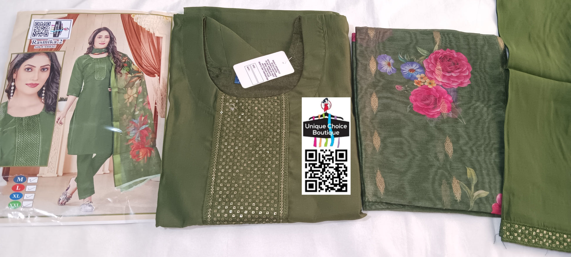 Green Roman Silk 3pc salwar suit