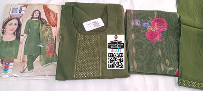 Green Roman Silk 3pc salwar suit