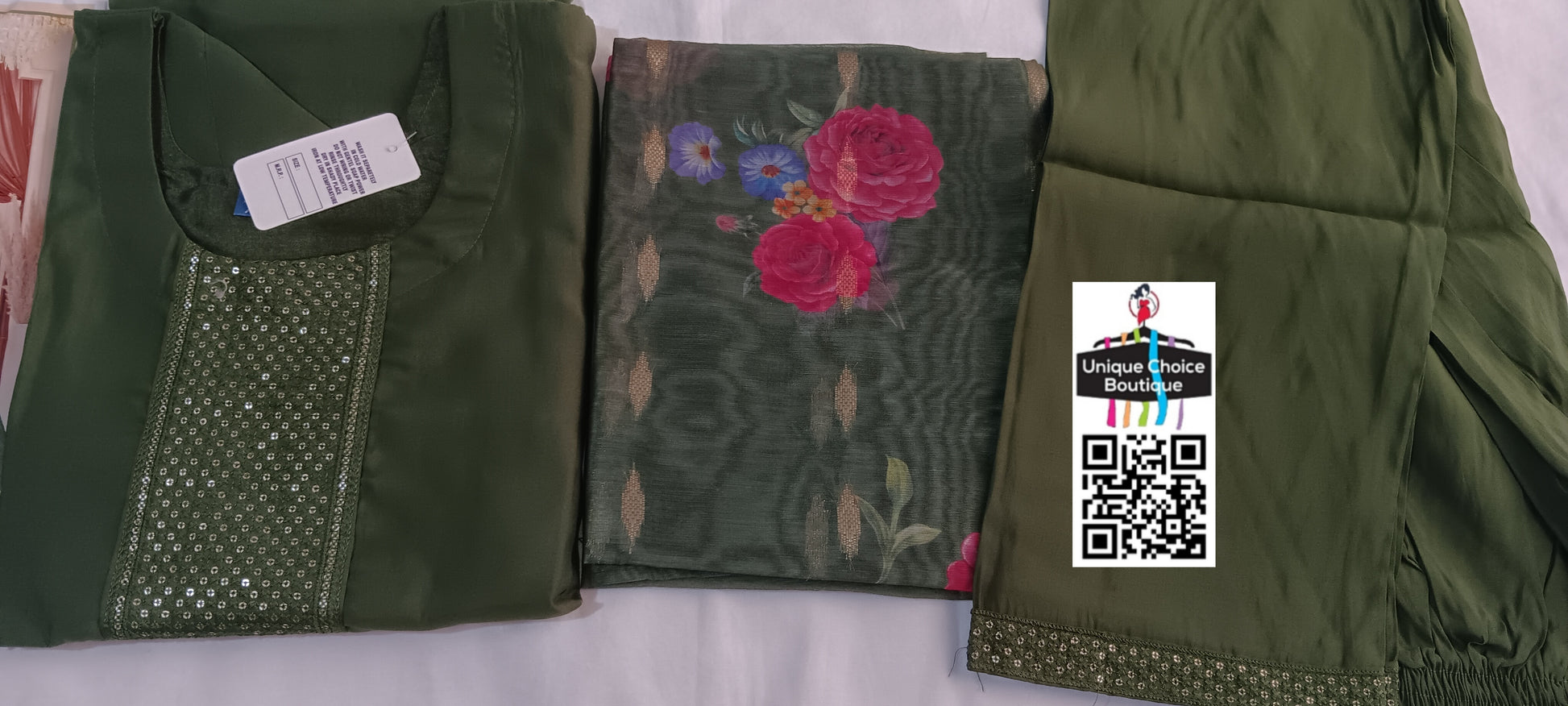 Green Roman Silk 3pc salwar suit 2
