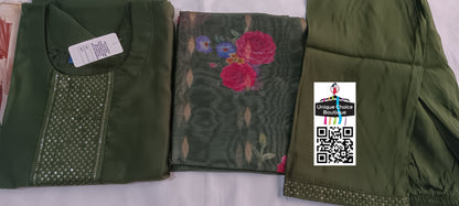 Green Roman Silk 3pc salwar suit 2