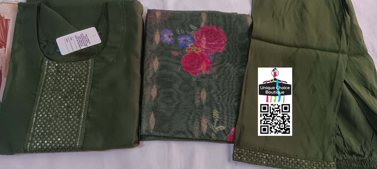 Green Roman Silk 3pc salwar suit 2 alt