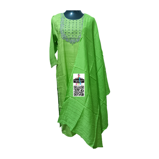 Stitched 3pc Salwar Suits-Salwar Kameez Suits-Kurti sets-Green